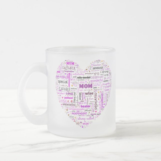 Caneca De Café Vidro Jateado Coração da mãe (Esquerda)