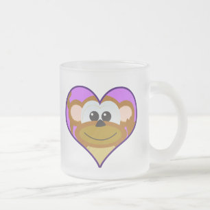 Caneca De Café Vidro Jateado Coração de macaco Goofkins fofo