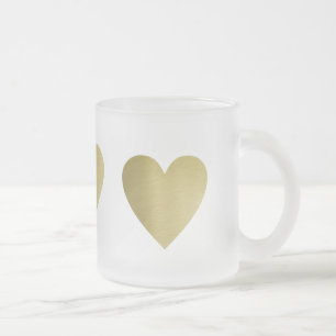 Caneca De Café Vidro Jateado coração de ouro falso, um romântico