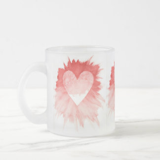 Caneca De Café Vidro Jateado Coração de respingo de aquarela vermelha abstrata