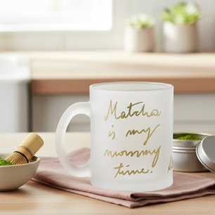 Caneca De Café Vidro Jateado Coração de Script Dourado da Correspondência de Ma