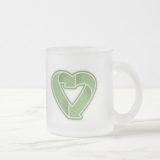 Caneca De Café Vidro Jateado Coração do reciclar (Direita)