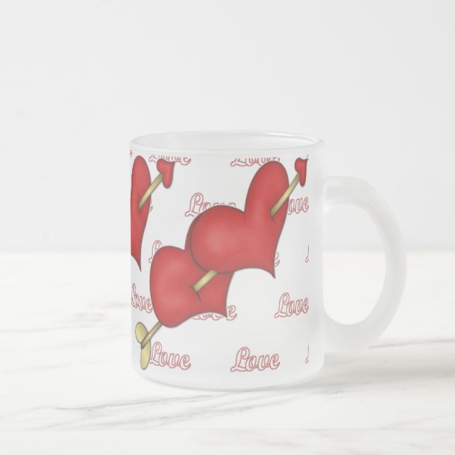 Caneca De Café Vidro Jateado Coração Duplo (Direita)