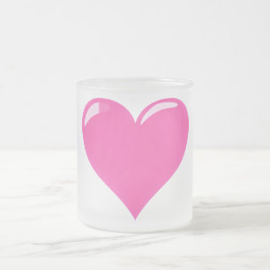Caneca De Café Vidro Jateado Coração Rosa - Amor