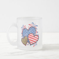 Corações de Bandeira Americana Estampa de Leopardo