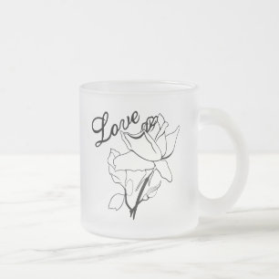 Caneca De Café Vidro Jateado Corações de Rosas de Amor Verdadeiro Dia dos Namor
