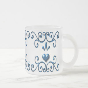 Caneca De Café Vidro Jateado Corações rolados fosco caneca de vidro rica em azu