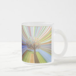 Caneca De Café Vidro Jateado Cores de Outono Listradas Árvore de Outono