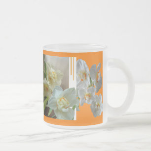 Caneca De Café Vidro Jateado Coroa Bridal Daffodils Design Fosco