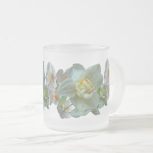 Caneca De Café Vidro Jateado Coroa Bridal Daffodils Fechar Fosco