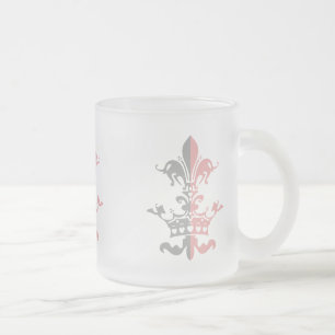Caneca De Café Vidro Jateado Coroa do coração de Fleur - rosa