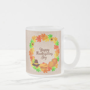 Caneca De Café Vidro Jateado Correspondência Conjunto Ação de Graças Dourada Wr