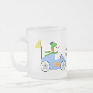 Caneca De Café Vidro Jateado Corrida de Carros