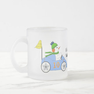 Caneca De Café Vidro Jateado Corrida de Carros