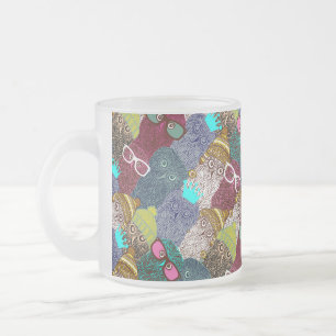 Caneca De Café Vidro Jateado Coruja na coroa