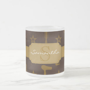 Caneca De Café Vidro Jateado Costume chique de Brown do ouro & dos Cocos