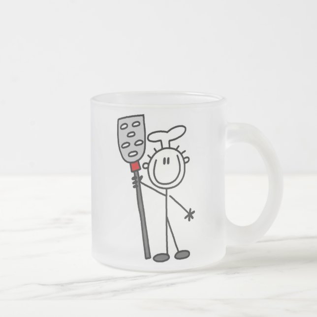 Caneca De Café Vidro Jateado Cozinheiro chefe com espátula (Direita)