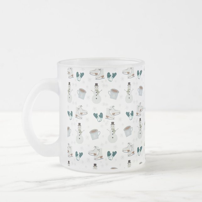 Caneca De Café Vidro Jateado Cozy Winter Wonderland Frosty Mug (Esquerda)