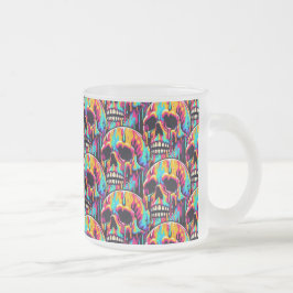 Caneca De Café Vidro Jateado Crânio De Fusão Vibrante