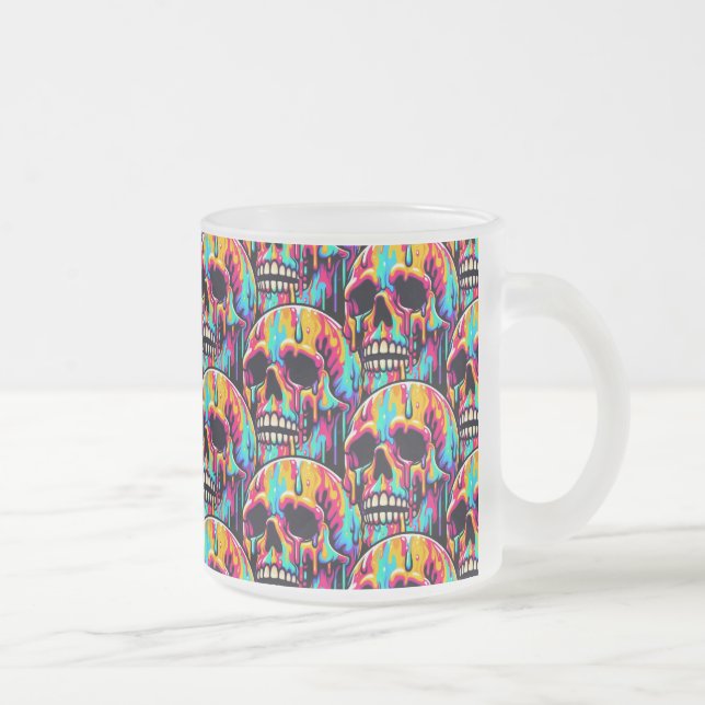 Caneca De Café Vidro Jateado Crânio De Fusão Vibrante (Direita)