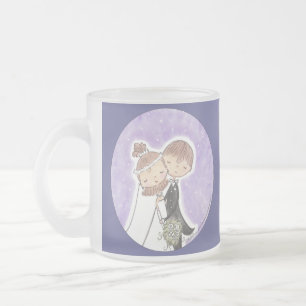 Caneca De Café Vidro Jateado Crianças de noiva e noiva