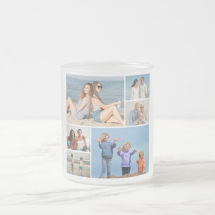 Caneca De Café Vidro Jateado Crie a sua própria colagem de 6 fotos