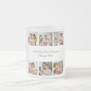 Caneca De Café Vidro Jateado Crie sua própria colagem de 6 fotos Adicione sua s