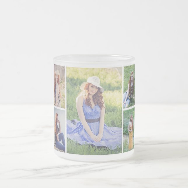 Caneca De Café Vidro Jateado Crie sua própria colagem de fotos (Centro)