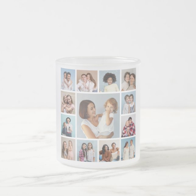 Caneca De Café Vidro Jateado Crie Sua Própria Colagem De Fotos 13 (Centro)