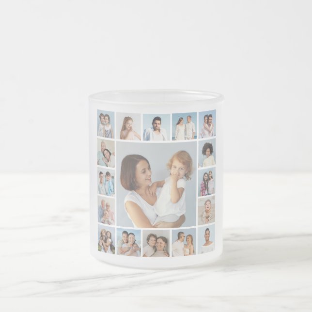 Caneca De Café Vidro Jateado Crie Sua Própria Colagem De Fotos 17 (Centro)