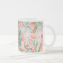 Caneca De Café Vidro Jateado Crie suas próprias flores e borboletas de primaver