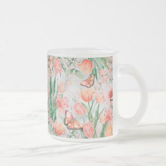 Caneca De Café Vidro Jateado Crie suas próprias flores e borboletas de primaver