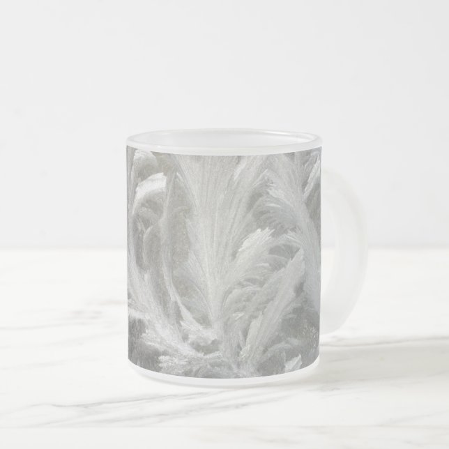Caneca De Café Vidro Jateado Cristais brancos de cinzas de gelo de inverno (Frente Esquerda)