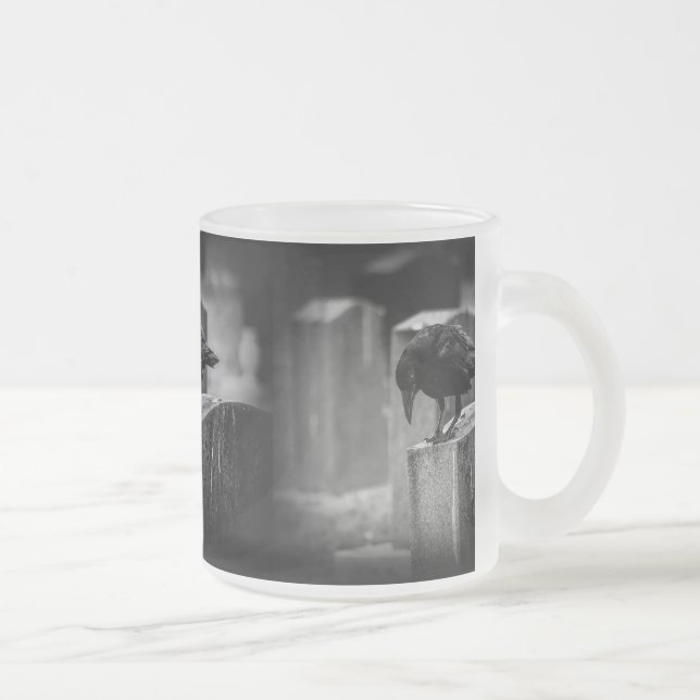 Caneca De Café Vidro Jateado Crow do Cemitério de Queda (Direita)