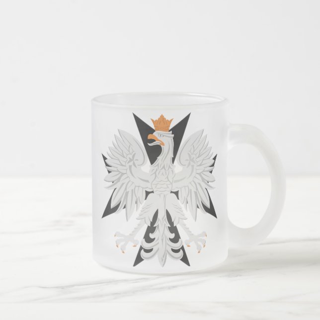 Caneca De Café Vidro Jateado Cruz maltesa polonesa de Eagle (Direita)