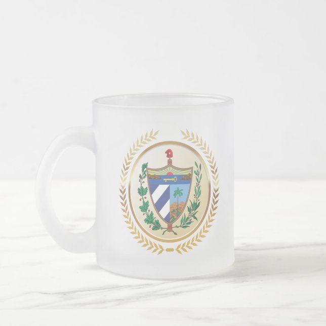 Caneca De Café Vidro Jateado Cuba Casaco de Armas (Esquerda)