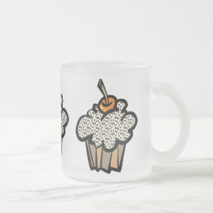 Caneca De Café Vidro Jateado cupcake de impressão leopardo