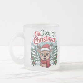 Caneca De Café Vidro Jateado Custom name Christmas cute unique deer