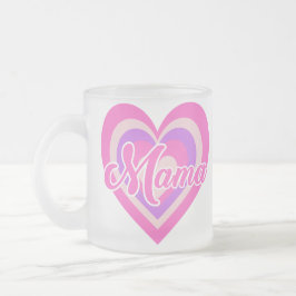Caneca De Café Vidro Jateado Custon Retro Heart Mama