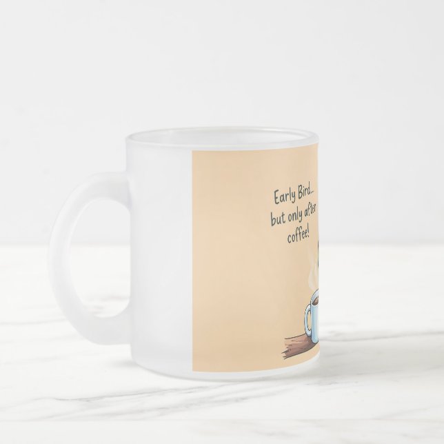 Caneca De Café Vidro Jateado Cute Bird Coffee Mug for Early Birds  (Esquerda)