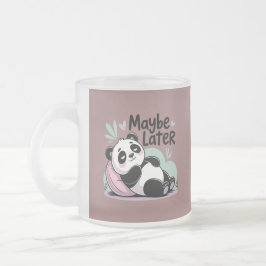 Caneca De Café Vidro Jateado Cute Lazy Panda – “Maybe Later” Relaxing Panda