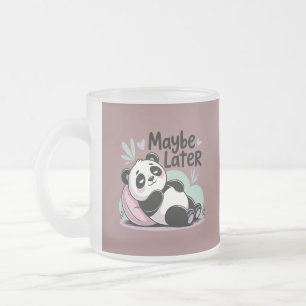 Caneca De Café Vidro Jateado Cute Lazy Panda – “Talvez Mais Tarde” Panda Relaxa
