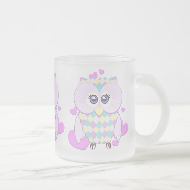 Caneca De Café Vidro Jateado Cute Owl (Direita)