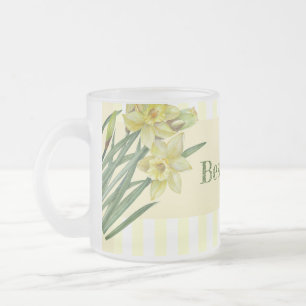 Caneca De Café Vidro Jateado Daffodils De Aquarela Ilustração De Retrato De F
