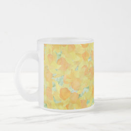 Caneca De Café Vidro Jateado Daffodis Amarelos de Ouro bonito