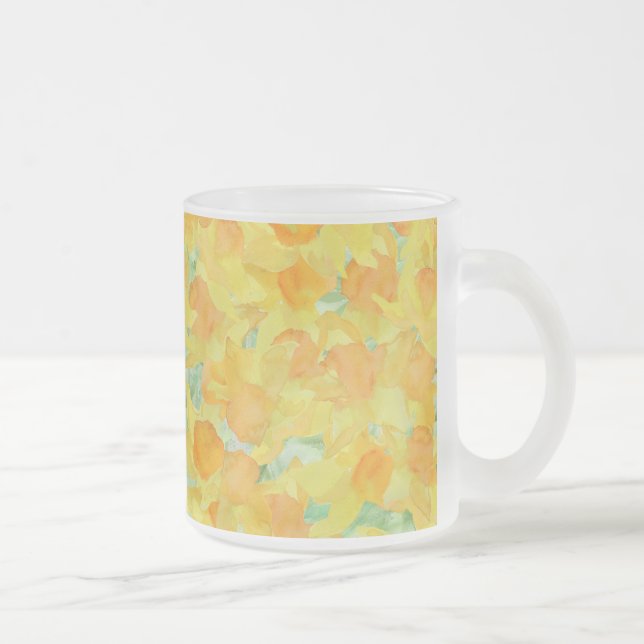 Caneca De Café Vidro Jateado Daffodis Amarelos de Ouro bonito (Direita)
