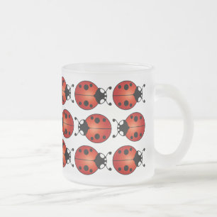 Caneca De Café Vidro Jateado Damybugs Padrão Sortudos Ladybird Vermelho Laranja