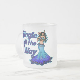 Caneca De Café Vidro Jateado Dançarina de barriga azul