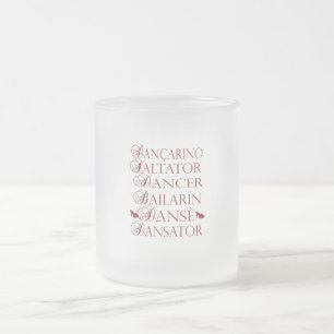 Caneca De Café Vidro Jateado Dançarina em múltiplos idiomas do português romeno