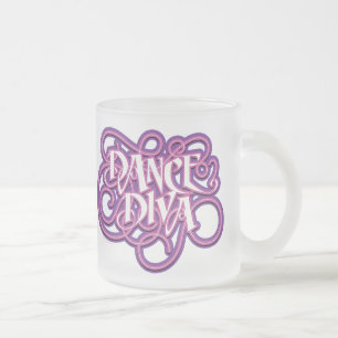 Caneca De Café Vidro Jateado Dance Diva Fosco Vidro Café